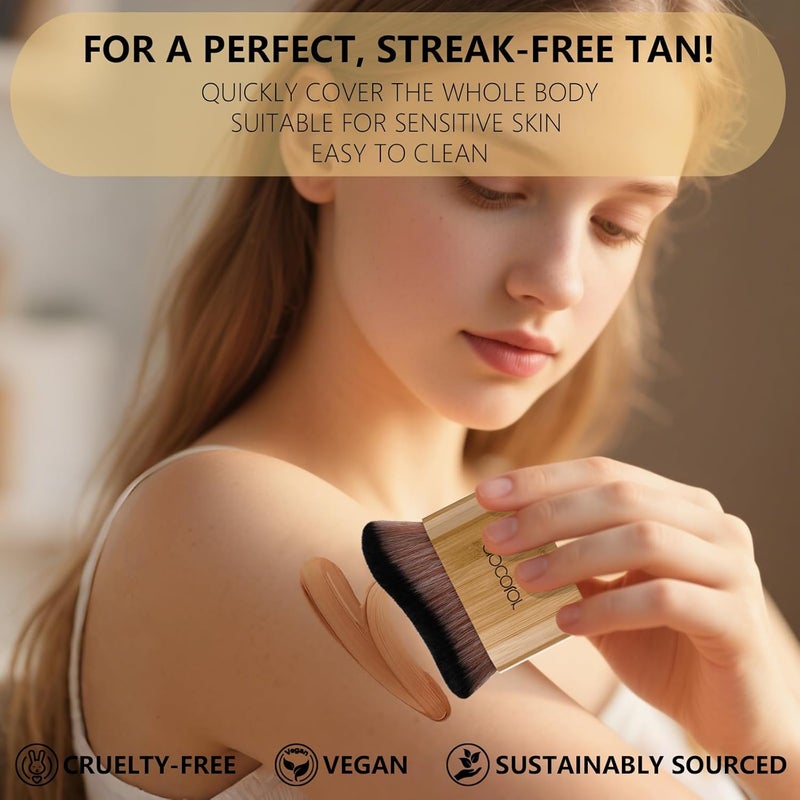 docolor Self Tanner Brush Large Body Makeup Brush, Soft Vegan Tanning Brush no stripes, for Foundation, Self-tanner, Bronzer, Self Tan Back Applicator Body + Face Self-Tan Blending Brush Gift Box - Image 3